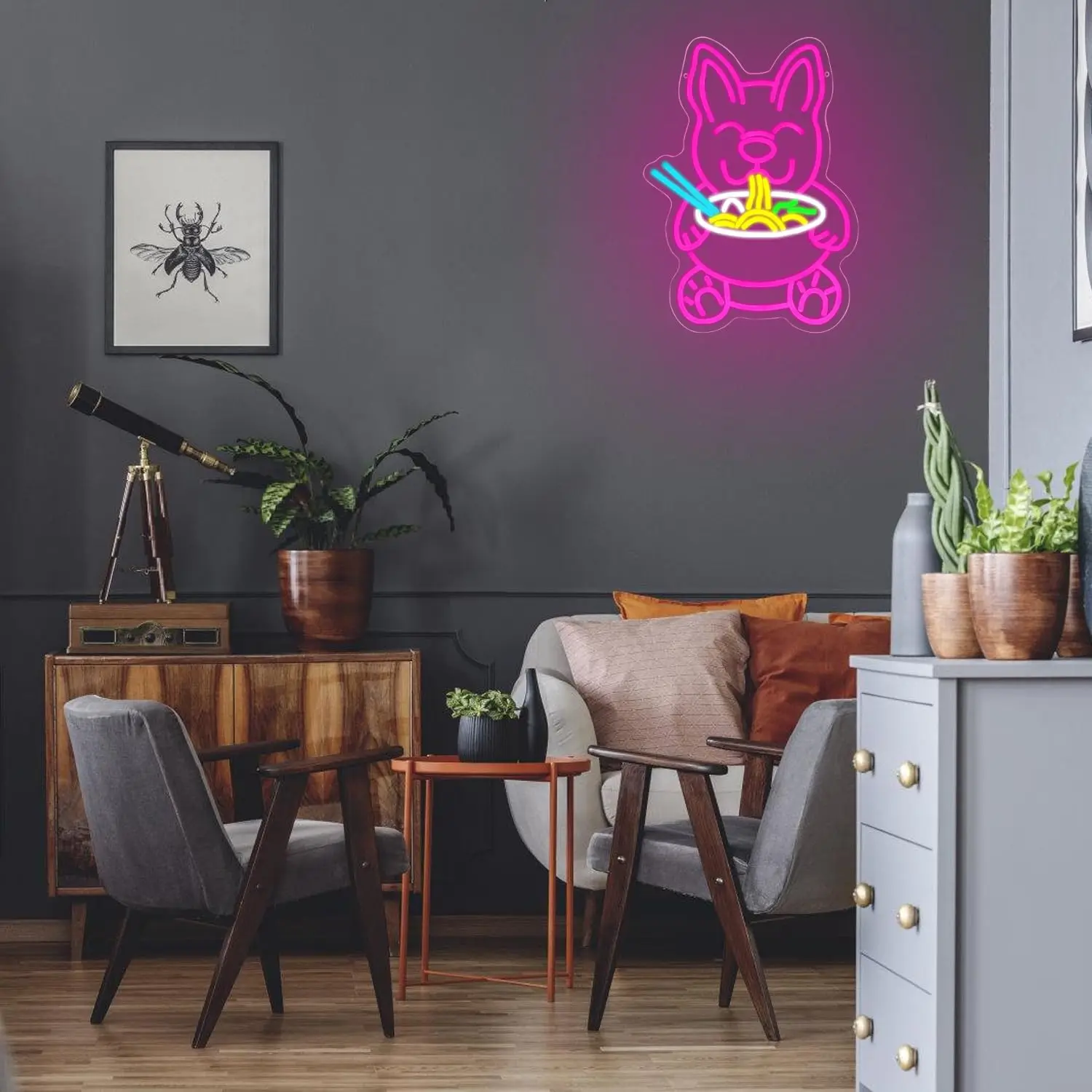 الكلب رامين النيون تسجيل USB عكس الضوء LED ضوء النيون لمطعم الحيوانات الأليفة متجر مول الديكور المعكرونة تضيء تسجيل #6