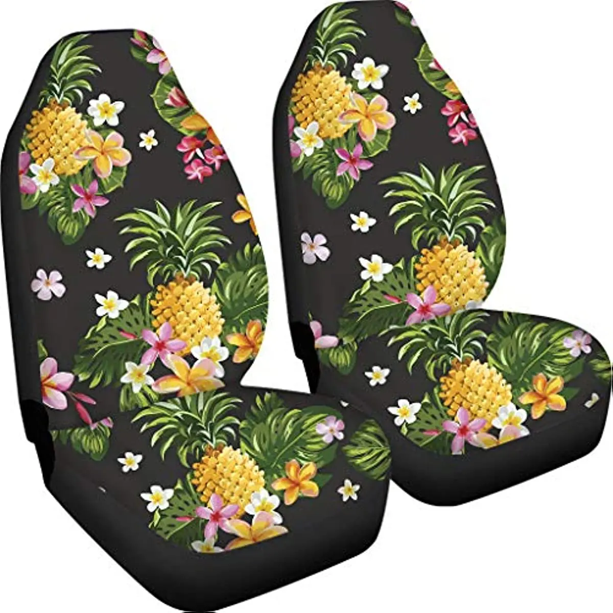 

Buybai Cute Pineapple and Floral Printed Seat Covers for Cars 2 Piece Set Car Accessories Ultra Soft Easy to Install Universal