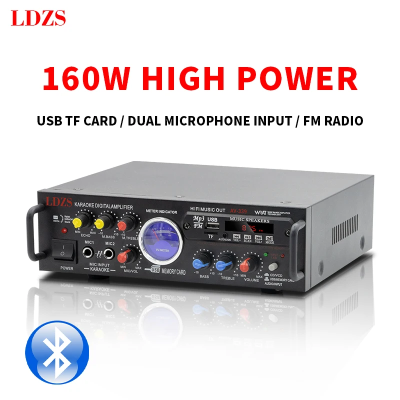 

LDZS power amplifier 80Wx2 channel 2.0 digital power amplifier Bluetooth 5.0 power amplifier multi-function regulato