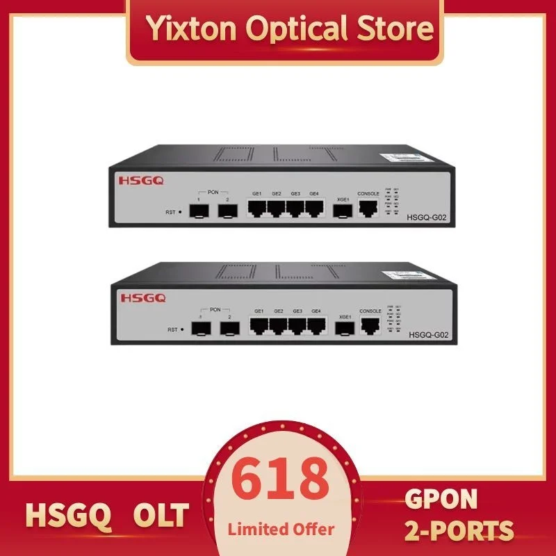 

618 Exclusive 2-Port GPON OLT HSGQ OLT with 2SFP 10G Uplink, SFP Slots, 100-240V AC/12V DC, FTTH .Optical Line Terminal