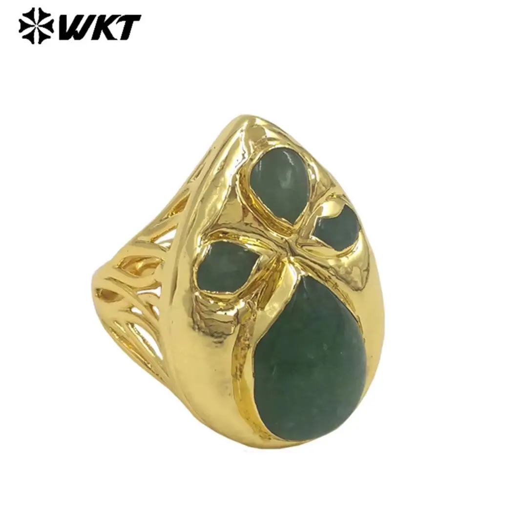 

WT-R599 Water Drop Shape Colored Gemstone With 18k Gold Plated Big Ring For Man And Women Classical Decorative