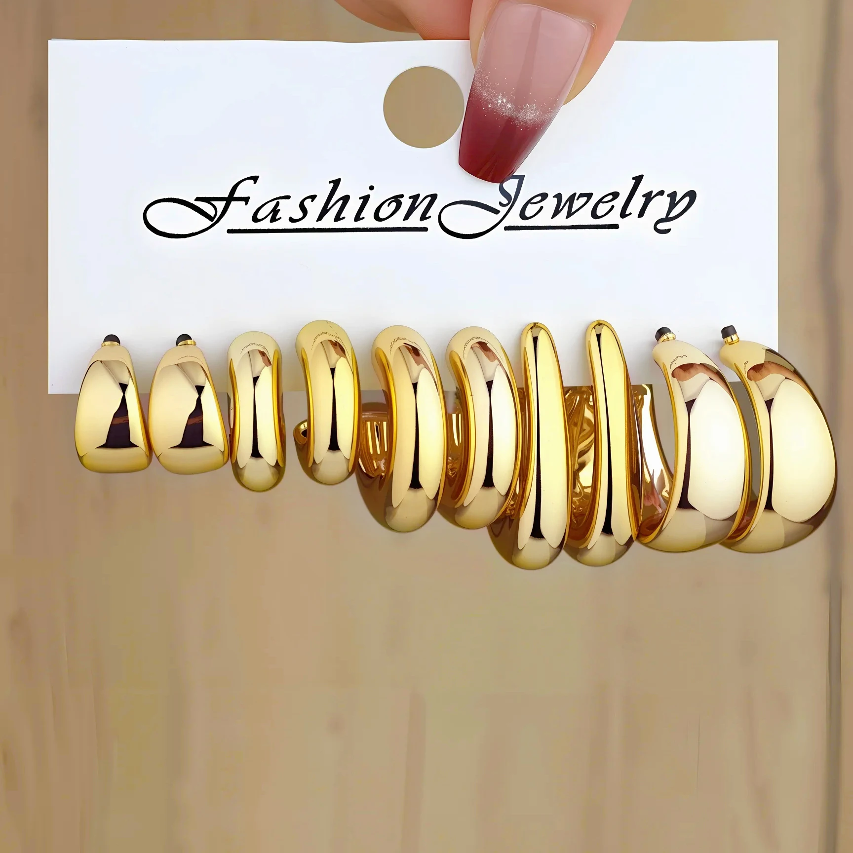 10 قطعة CCB المسيل للدموع قطرة هندسية C شكل طقم من الحلقان النساء الإكسسوارات