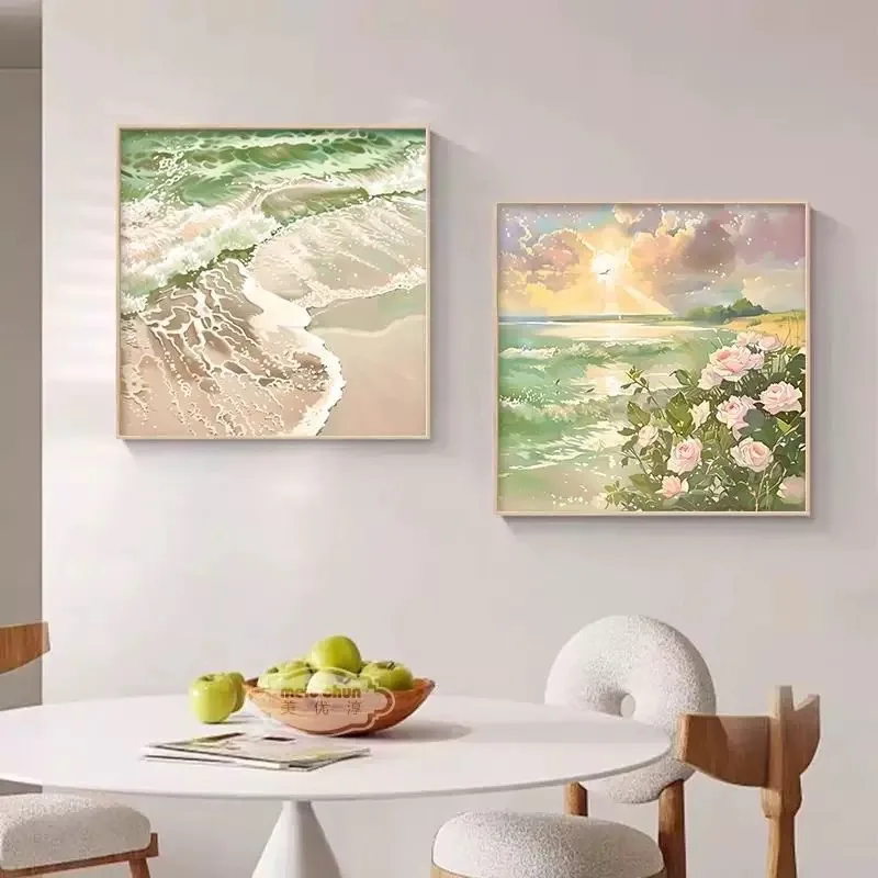 

Luxury Restaurant Decoration Painting Warm sunshine Flower Sea Scenery Living Room Wall Painting Hotel Hanging Painting