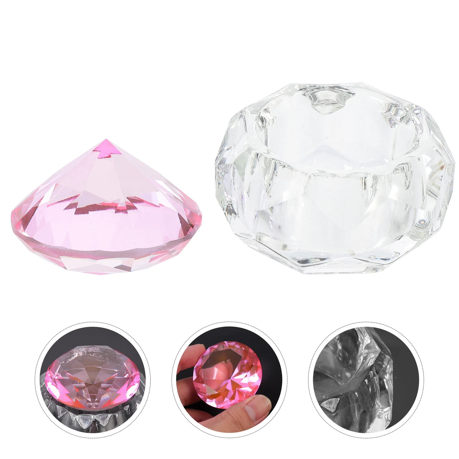 

Transparent Crystal Nail Art Cup with Lid Irregular Shape Thick Bottom Nail Powder Mixing Cup Manicure Liquid Container