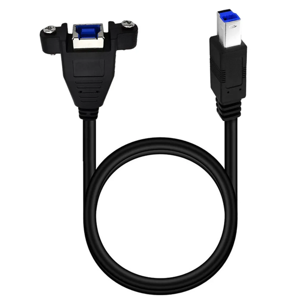 USB 3.0 Cable Bend Printing USB 3.0 B Female Belt Ear Lock Screw Panel Cable Female Head Lock Screw Cable