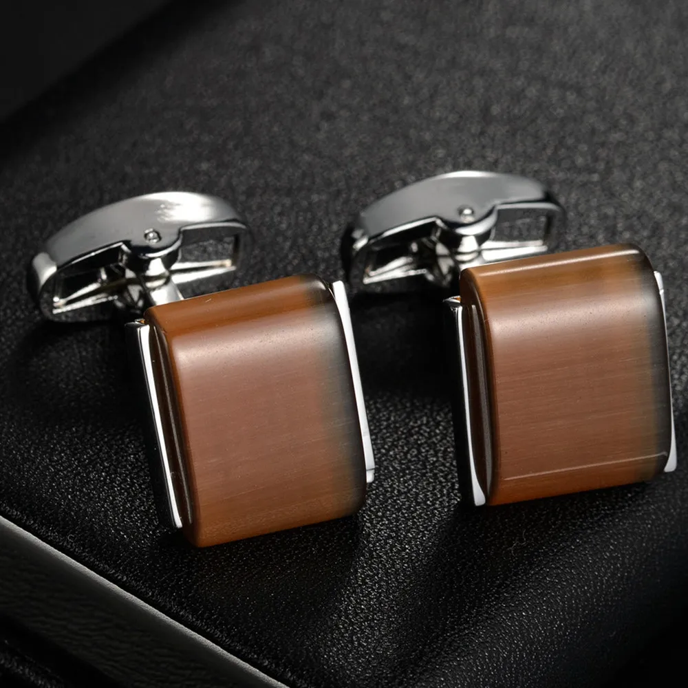 High Quality Oval Stripe Enamel Copper Material Lattice Cuff Fashion Men\'s French Shirts Cuffs Cufflinks wholesale Birthday Gift