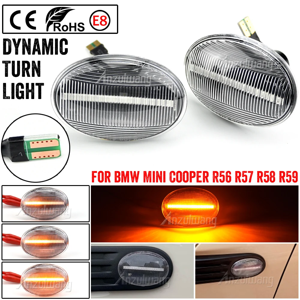 Lampu Repeater sisi mengalir mobil 2X 12V indikator lampu penanda samping LED dinamis untuk BMW MINI Cooper R55 R56 R57 R58 R59 2007-2013