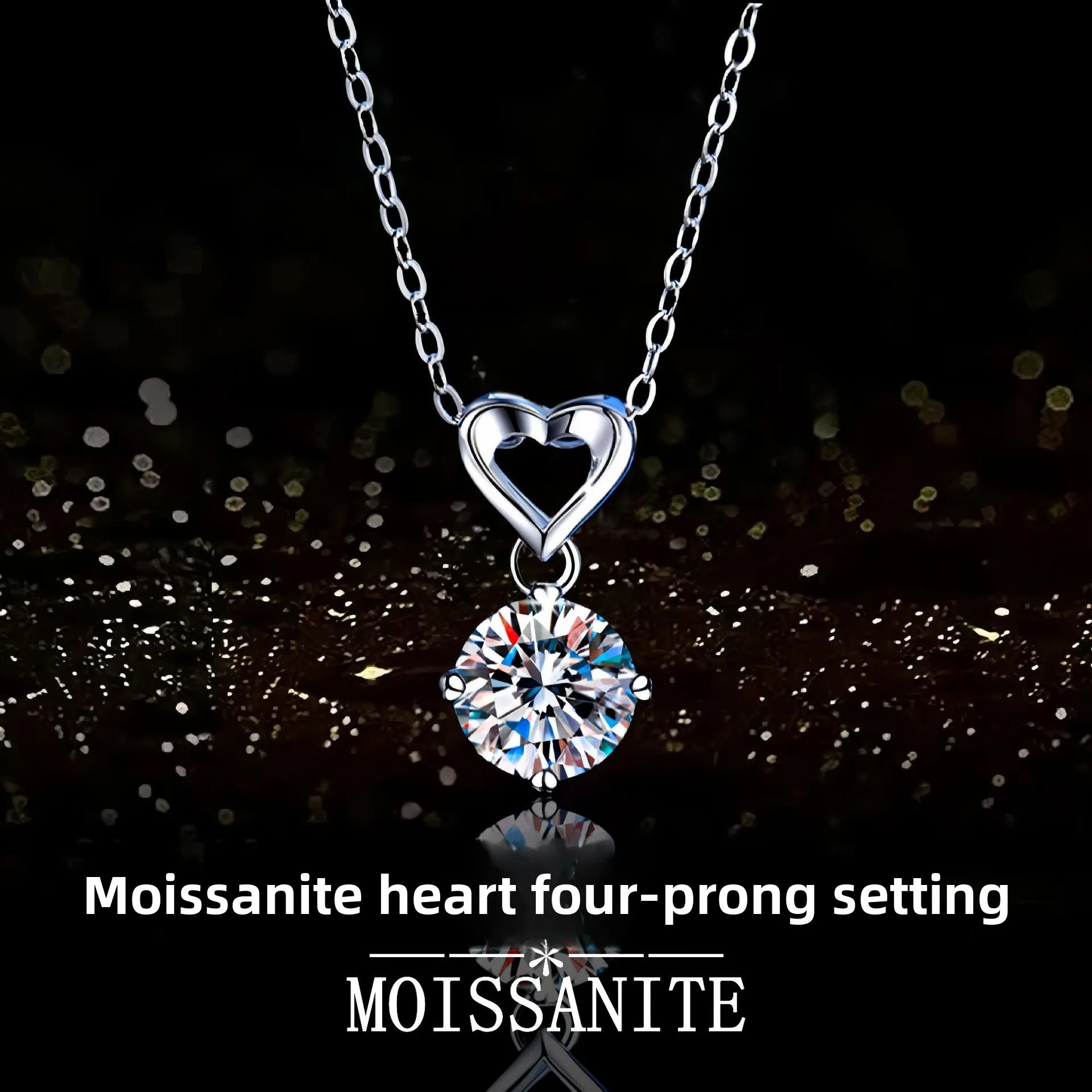 

S925 Sterling Silver Heart Shape 1CT Moissanite Pendant Necklace for Women - Luxury Jewelry