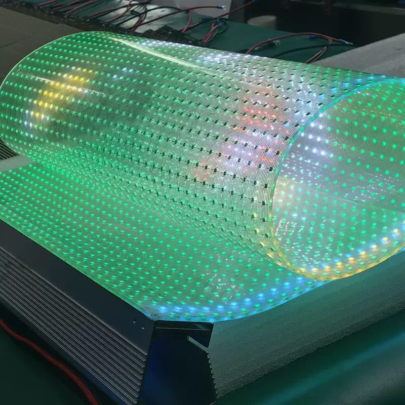 Advertising Digital signage flexible Video Wall Display Crystal Screen Glass Adhesive LED Transparent film Screen for Glass