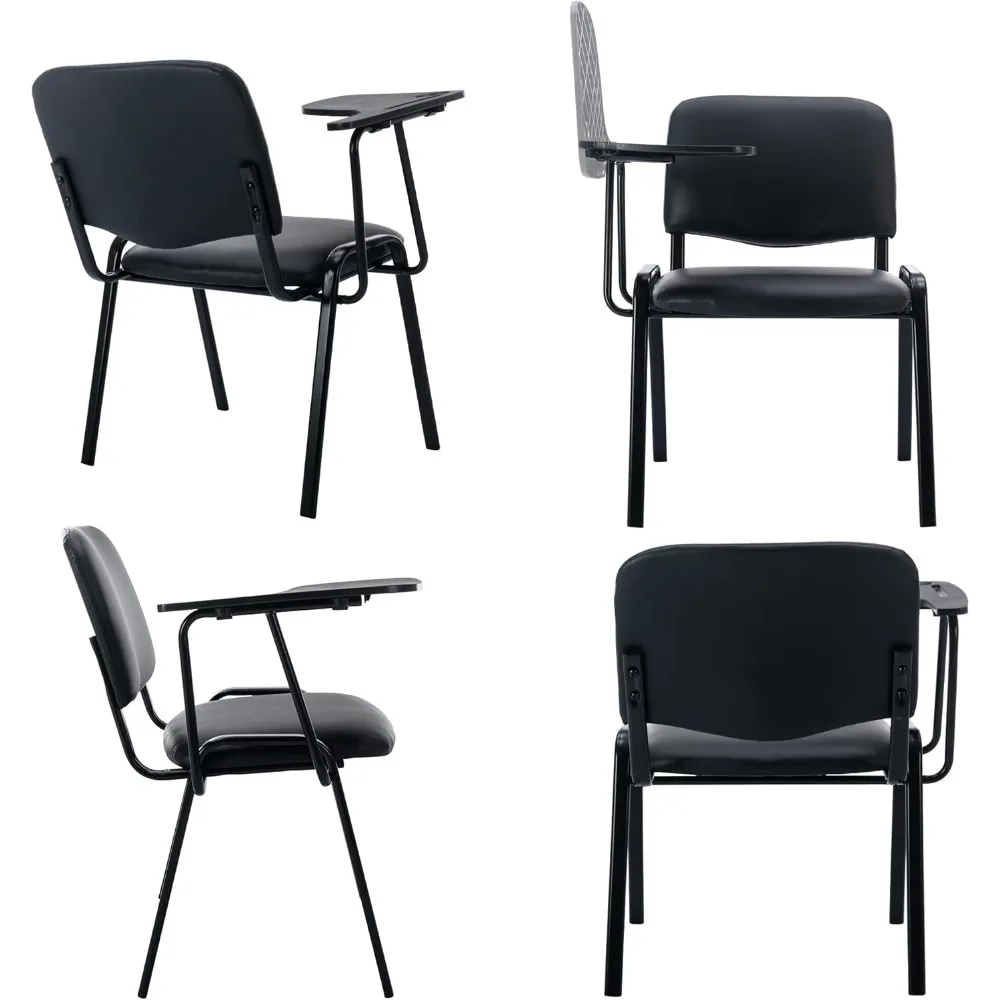 

Vinyl Leather Stackable Chair – Waiting Room Student Office Chair with Tablet Arm | for Classroom Reception & Commercial Use