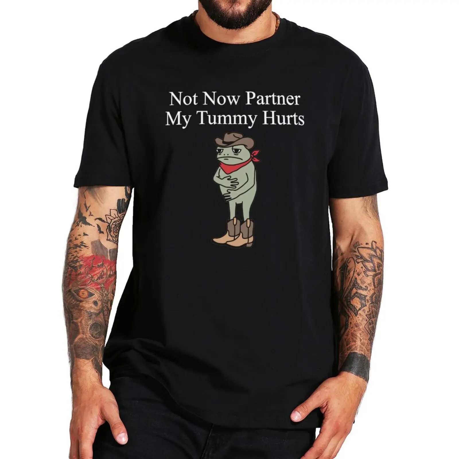 Not Now Partner My Tummy Hurts T Shirt Lactose Intolerant Frog Meme Funny Tshirt 100% Cotton Soft Unisex Y2k Tee Tops