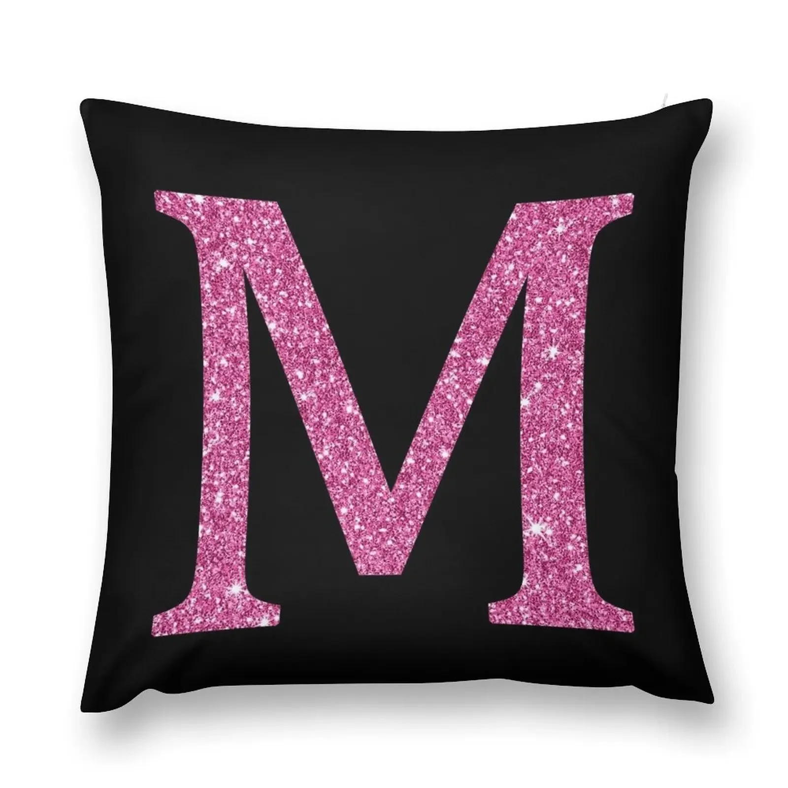 Pink Glitter Letter M Throw Pillow Luxury Living Room Decorative Cushions Plaid Sofa pillow