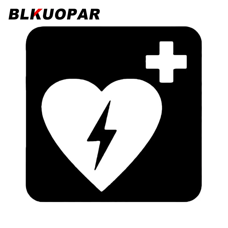 BLKUOPAR Emergency and First Aid Defibrillator Car Sticker Creative Decal Sunscreen Die Cut Windows Helmet Car Styling