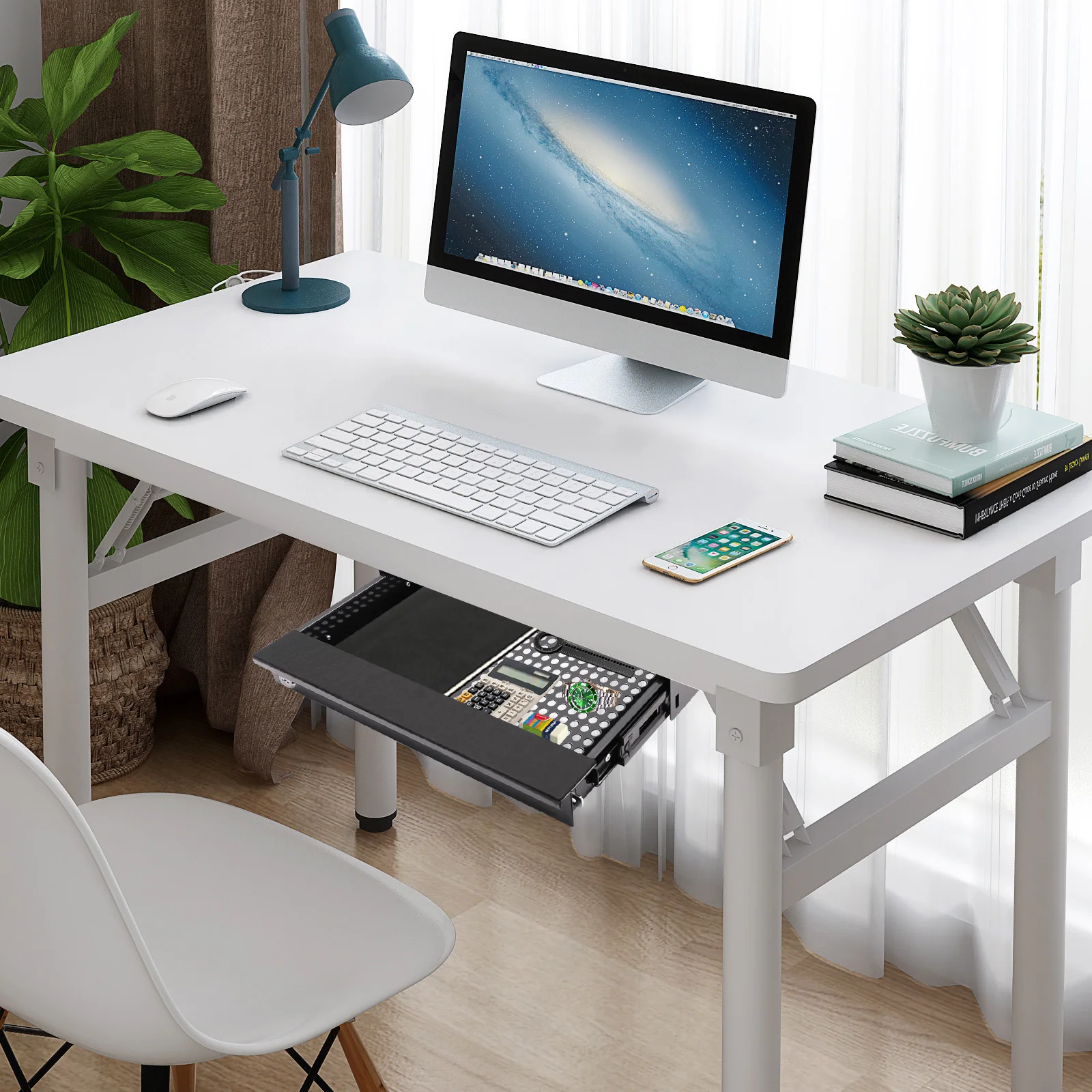 

Under Desk Sliding Drawer Organizer Quiet Pull-Out Storage for Office & Home Workstations