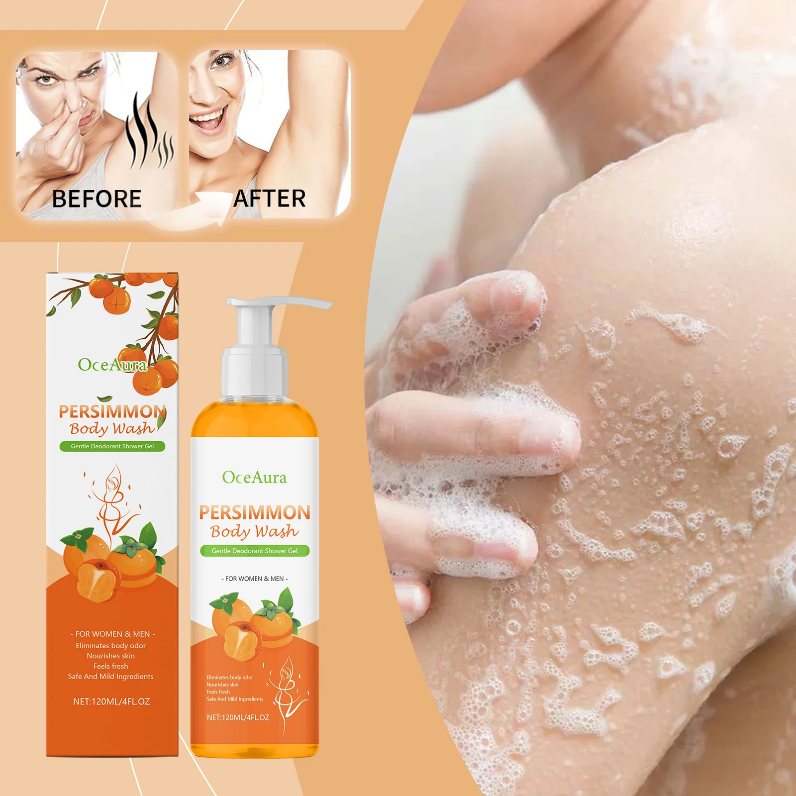 Nourishing Body Shower Gel, Gentle Cleansing for Body Skin, Refreshing, Oil-Control, Moisturizing Shower Gel