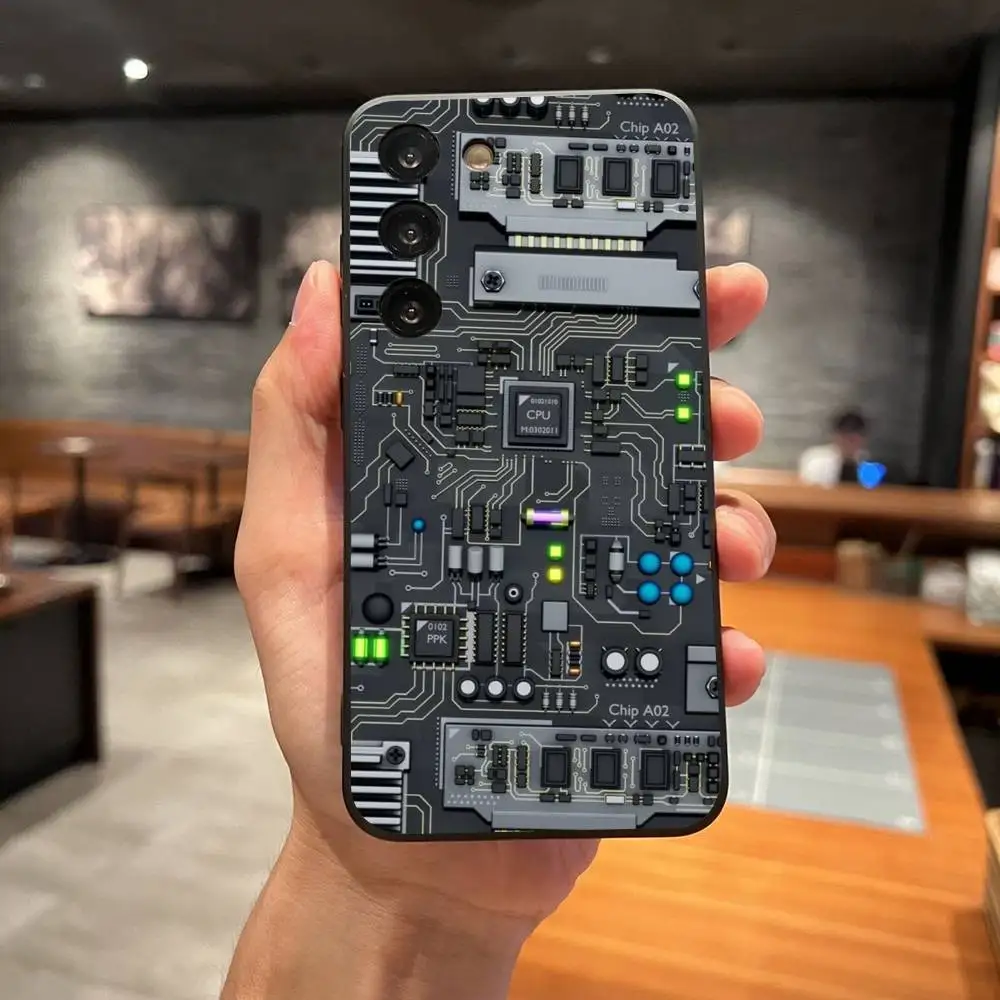 

Mechanical Circuit Pattern Phone Case For Samsung Galaxy S25 S22 S23 S24 Ultra S21 S20 5G Protective Soft Silicone TPU Funda
