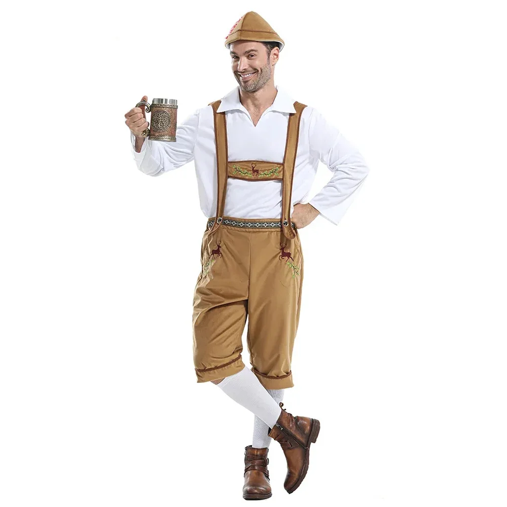 

Men's Oktoberfest Clothing German Traditional Oktoberfest Lederhosen Set Costume Parade Tavern Bartender Mal Outfit