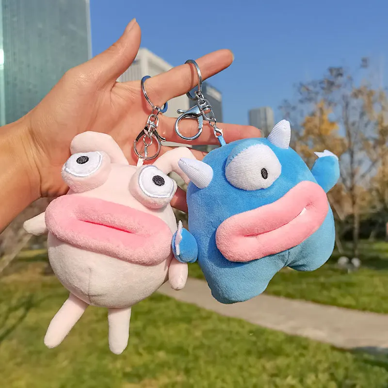 Creative Frog Pendant Plush Toy Red Sausage Big Mouth Key Pendant Bag Accessories Plush Keychains Send Girlfriend Birthday Gift