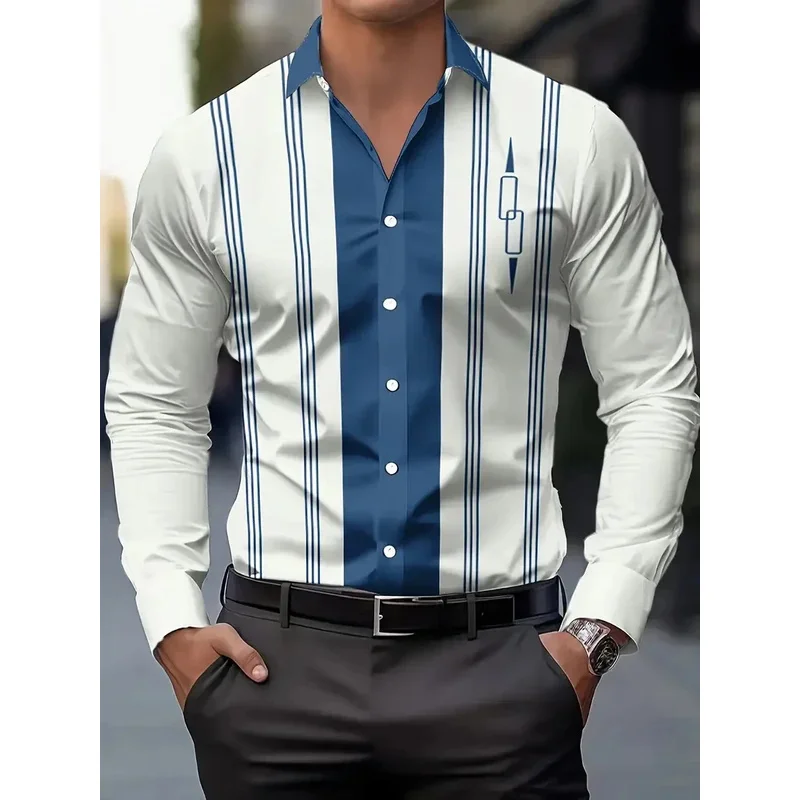 Camicia stampata a fiori 3D casual a maniche lunghe da uomo nuova Moda casual primavera autunno manica lunga con patta