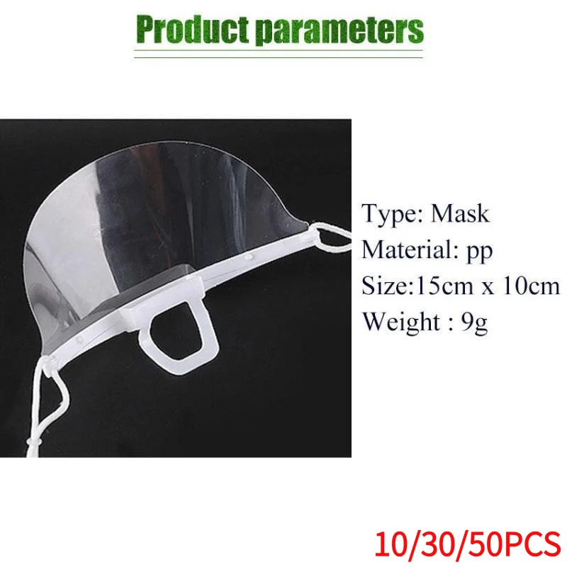 10/30/50PCS Transparent Clear Anti Fog Reusable Mouth Shield For Catering Kitchen Healthcare Staff Daily Use.