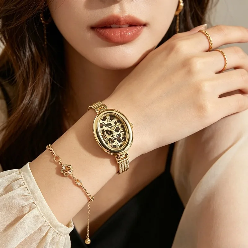 Fashion Oval Quartz Watch Antique Alloy Quartz  Accessory Tassel Chains Bracelet Wristwatch Gold Clock Relógio Feminino Gifts