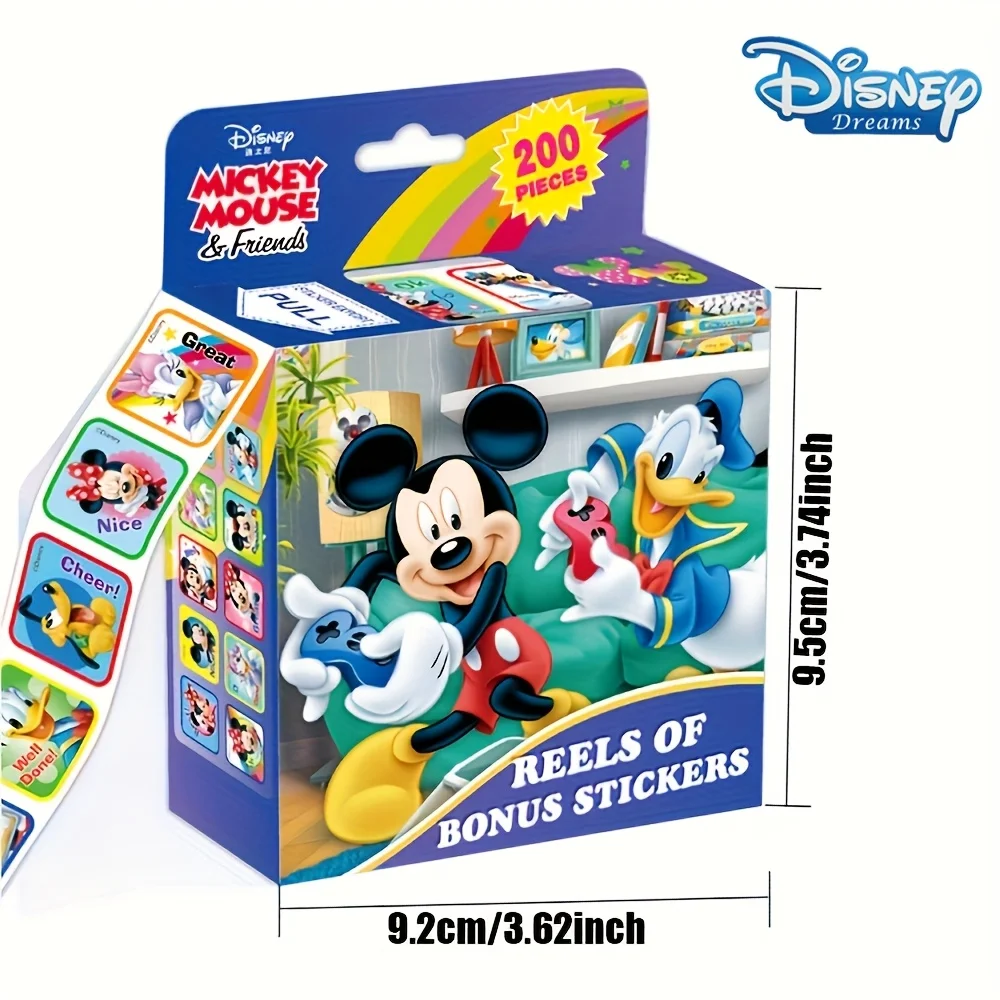 Disney Princess, 200pcs/box Cartoon Roll Stickers per Box, Princess, Mickey Mouse, Minnie Mouse, Sticky Notes