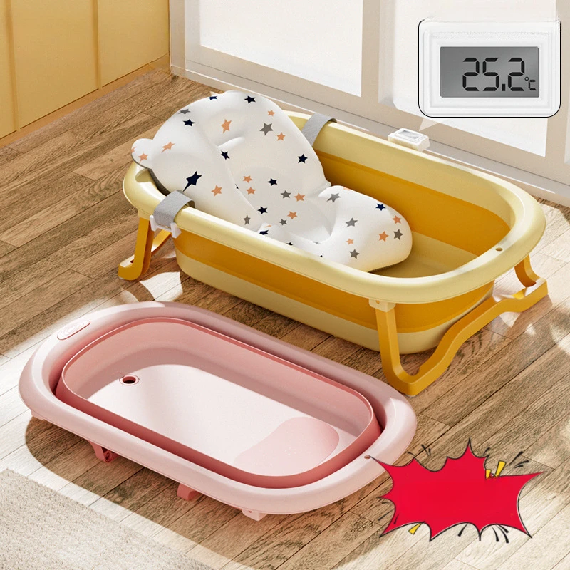 The New Intelligent Temperature Sensing Newborn Baby Bath Tub for Home Folding Children Sitting and Lying Dual Use Comfort