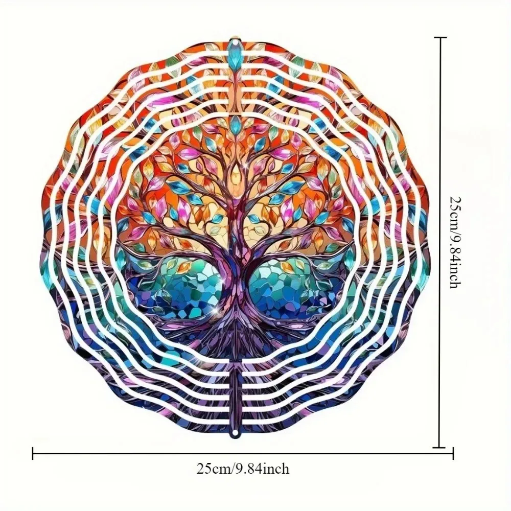 Vibrant Tree of Life Wind Spinner - 2D Colorful Acrylic, Stained Glass Effect Garden Art