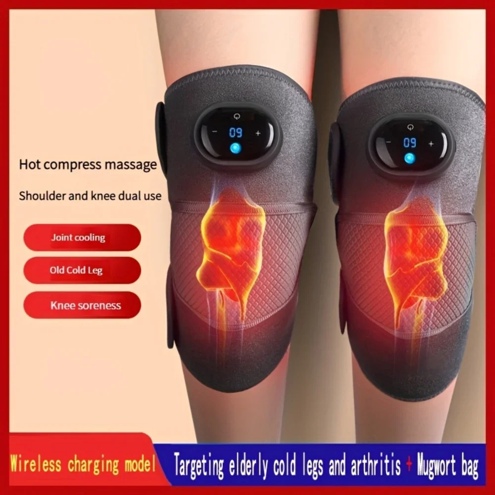 Vibration Heated Knee Massager Shoulder Brace 3-In-1 Heated Knee Elbow Shoulder Brace Wrap 3 Adjustable Vibrations Heating Modes