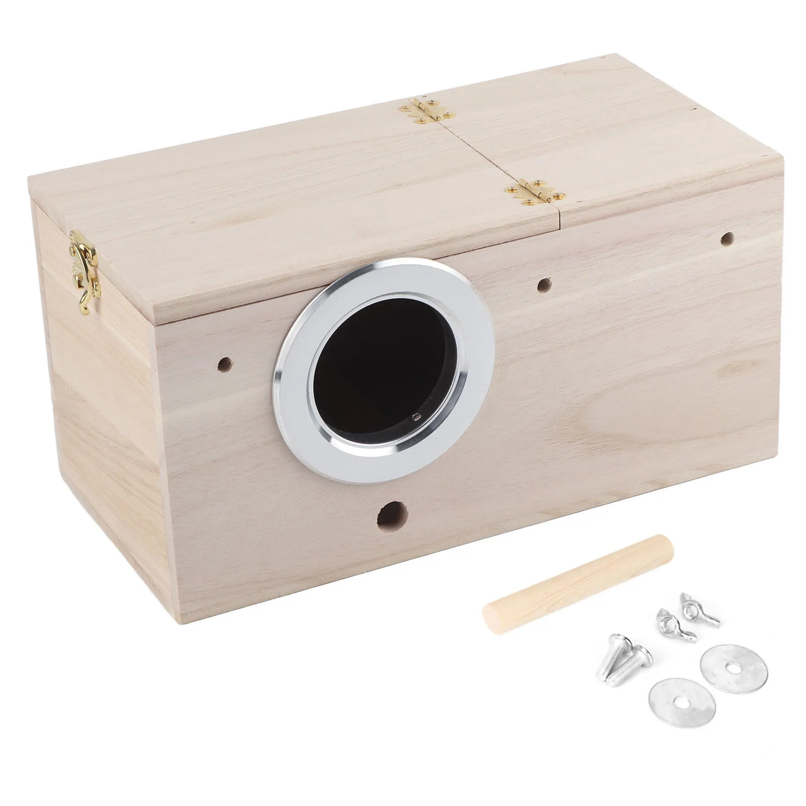 

Wooden Bird Nest Box for Cockatiels, Budgerigars, Parrots – Durable Bird Breeding House with Removable Top & Stand