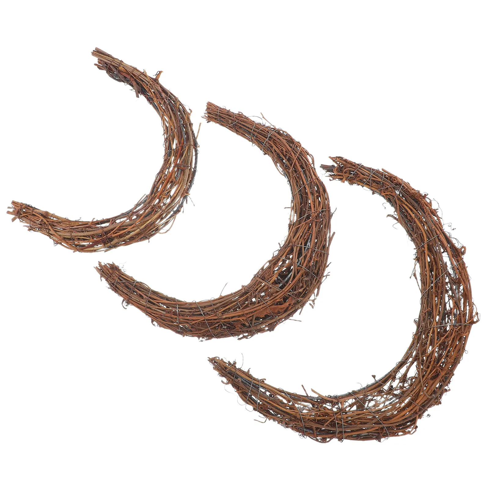 

Набор из 3-х основ для венков из натурального ротанга в форме полумесяца для DIY-поделок: декор для свадьбы, Хэллоуина, Пасхи, Дня святого Валентина, украшение для входной двери и стен