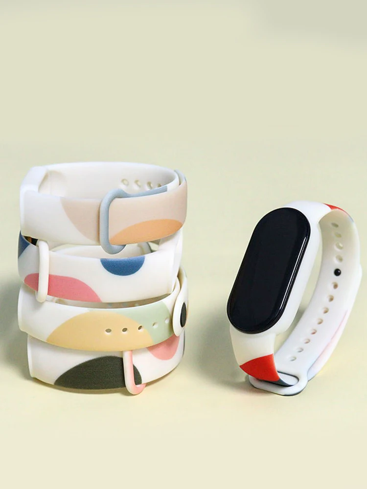 Printed strap For Xiaomi Mi Band 7 6 smartwatch Wristband Silicone miband7 5/6 correa fashion bracelet on Mi Band 8 6 5 4 3 belt