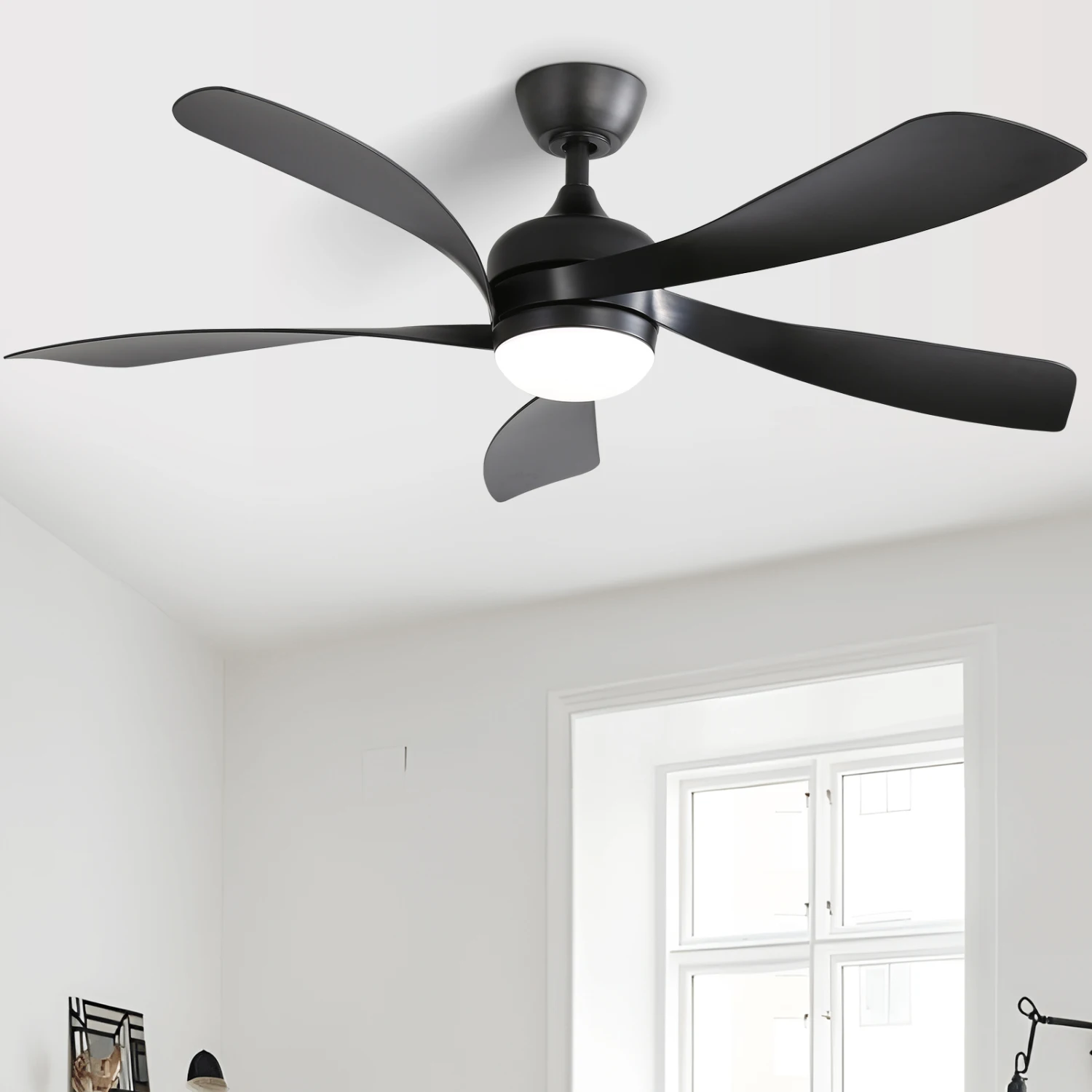 52 Inch Modern Ceiling Fan With 3 Color Dimmable 5 ABS Blades Remote Control Reversible DC Motor With Led Light