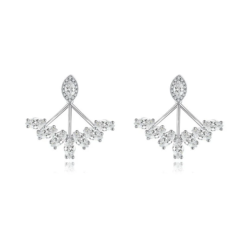 

ZFSILVER модные серьги из серебра 925 пробы со свежим муассанитом, классические модные серьги с цветочным веером для подвесок, женские аксессуары, ювелирные изделия, подарки E20066