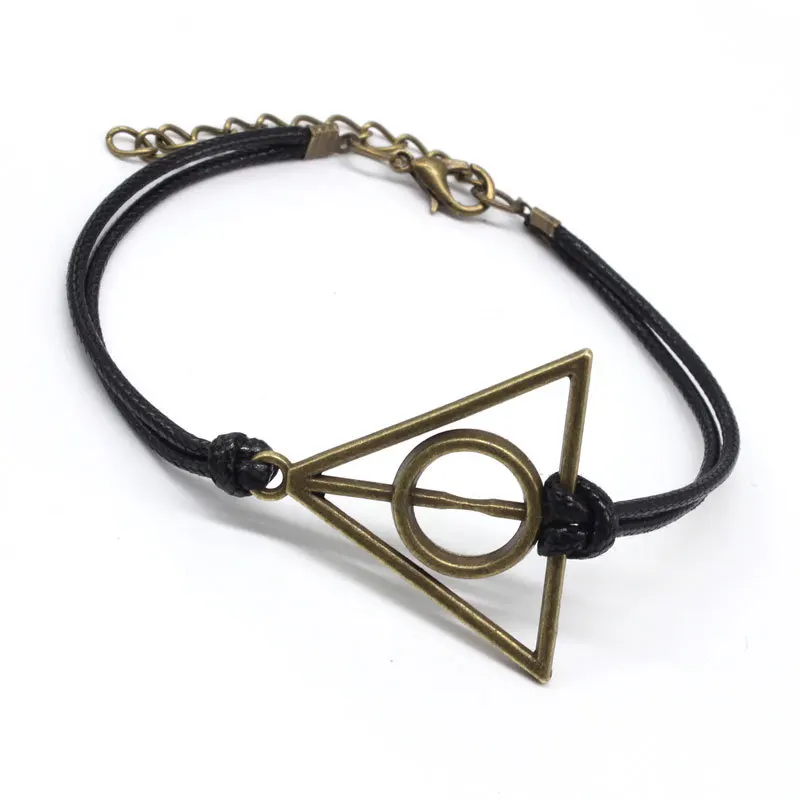 New Harry Potter Deathly Hallows Bracelet Movie Peripherals Retro Leather Rope Jewelry Souvenirs Children\'s Toys Gifts