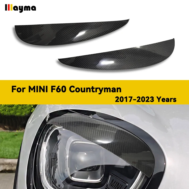 

For MINI Countryman F60 2017 - 2023 Headlight Eyebrows Cover Carbon Fiber Front Lamp Decorative Sticker Eyelids Car Accessories