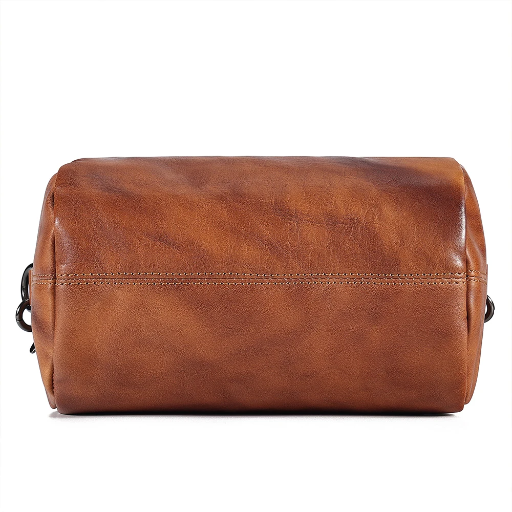 Bolsa crossbody de couro genuíno para homens, couro bronzeado vegetal, camada masculina de bandana