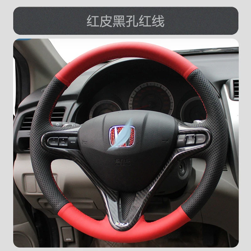 Customized Hand-sewn for Honda 8th gen Civic‌ 2006-2011 Grace City Fit Jazz 2008-2013 Car Steering Wheel Cover Braid Leather