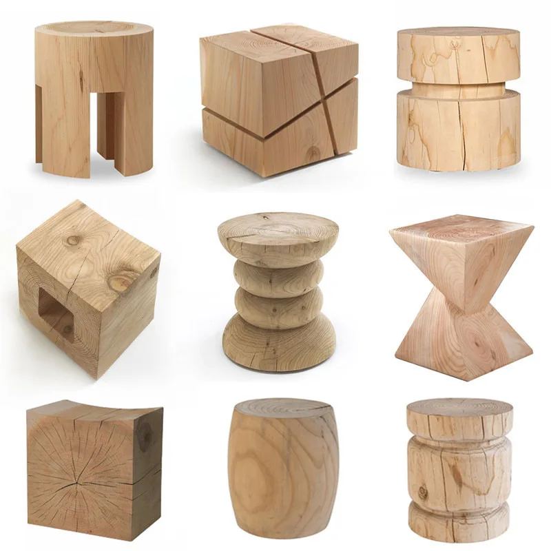 

Solid wood Nordic log wooden pier edge few stumps ornament round living room household