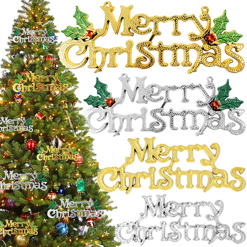 New Merry Christmas Letter Hanging Sign Xmas Tree Door Window Pendant Listing Ornaments New Year Party Home Decoration Supplies