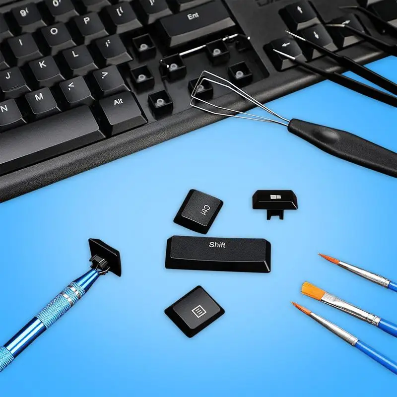 7PCS Keyboard Lube Switch Puller Kit IC Chip Extractor Keycap Remover Elbow Pointed Tweezers 4-Prong Tool Clamp Cleaning Kit