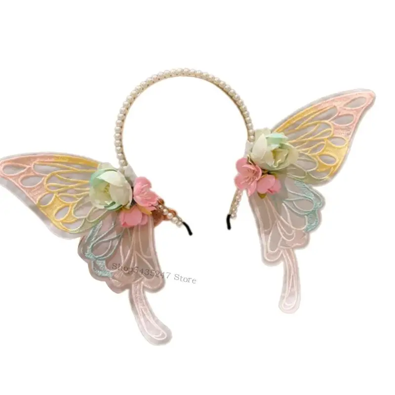 Băng tóc trẻ với chiếc băng đô của Bướm và Trang trí hoa H7EF