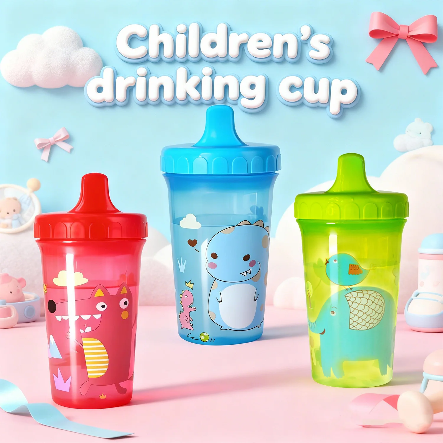 

1Pcs Baby Drinking Cup, 300ml Capacity, Suitable for Babies Aged 2-6 Years, Spill Cup, Anti-bite Feature, Bisphenol Free,