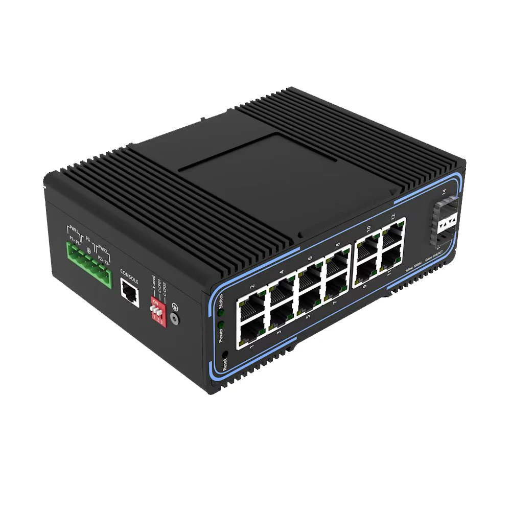 Industrial L2 Managed 12 port 2 SFP Gigabit Ethernet Network Industrial PoE/non-PoE Switch 2 SFP 12 Ports 10~52V