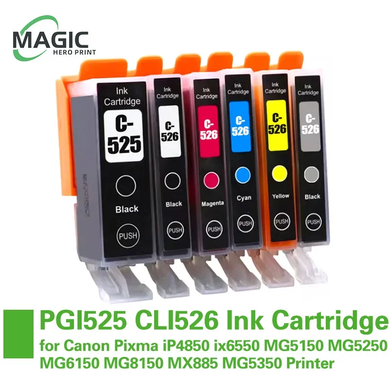 PGI525 CLI526 PGI 525 CLI 526 Ink Cartridges for Canon Pixma iP4850 ix6550 MG5150 MG5250 MG6150 MG8150 MX885 MG5350 Printer