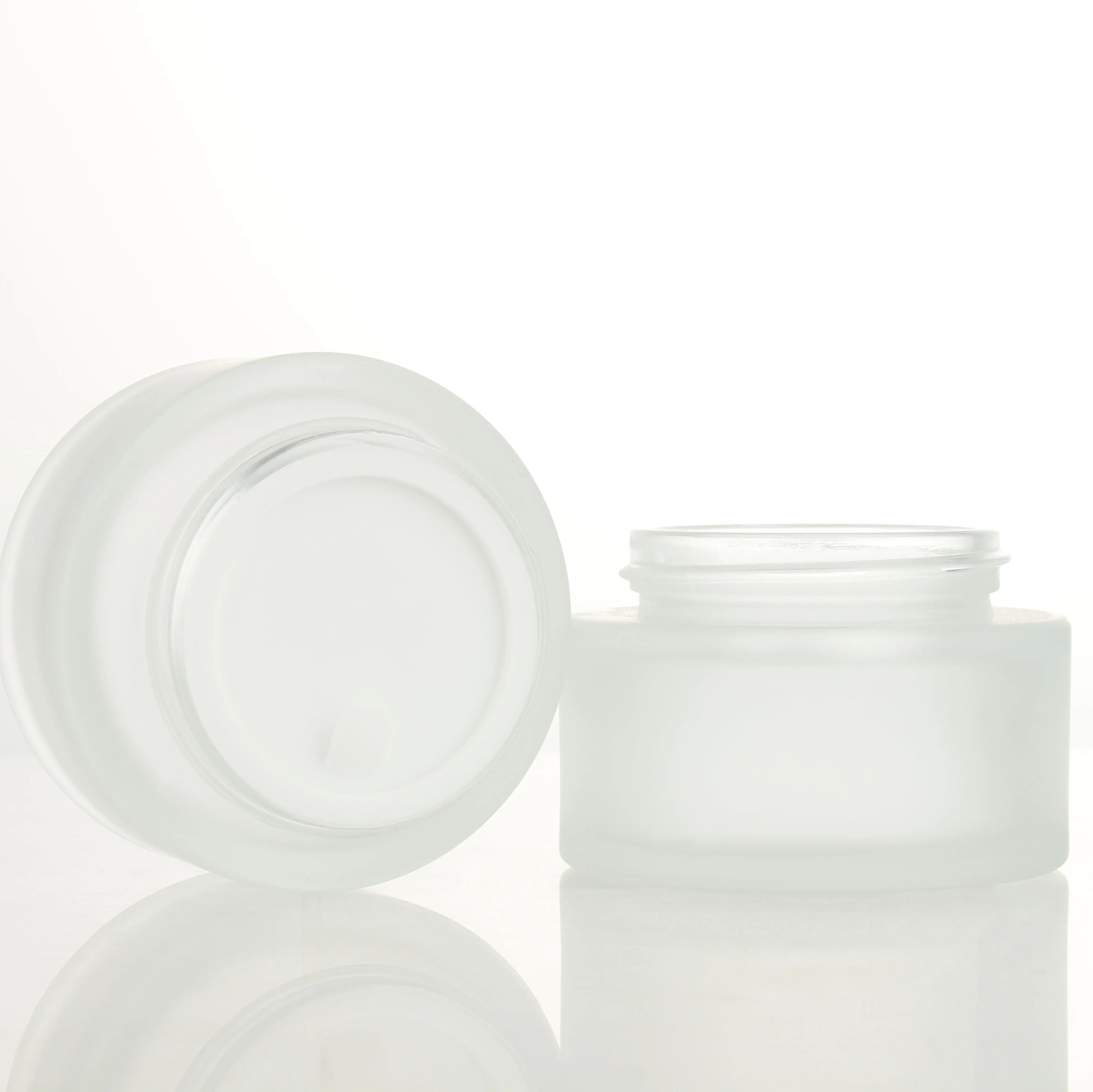 1/6PCS 50ML Bamboo Lid Empty Jars Frosted Glass Cream Jar Cosmetic Container Makeup Lotion Cream Jar Bottle with Wood Grain Lid