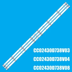 Striscia di retroilluminazione a LED per cc02430d738v04 cc02430d738v08 Hyundai H-LED43F408BT2S DEXP F43D7000Q F43D8000Q F43E8000Q U43F8000Q