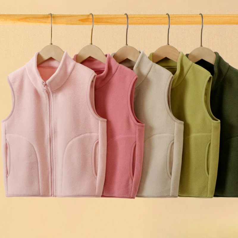 

Kids Vest for School Winter Warm Sleeveless Jacket Casual Versatile Boys Girls Fleece Lined Outerwear 4-18 Y Family Matching Set