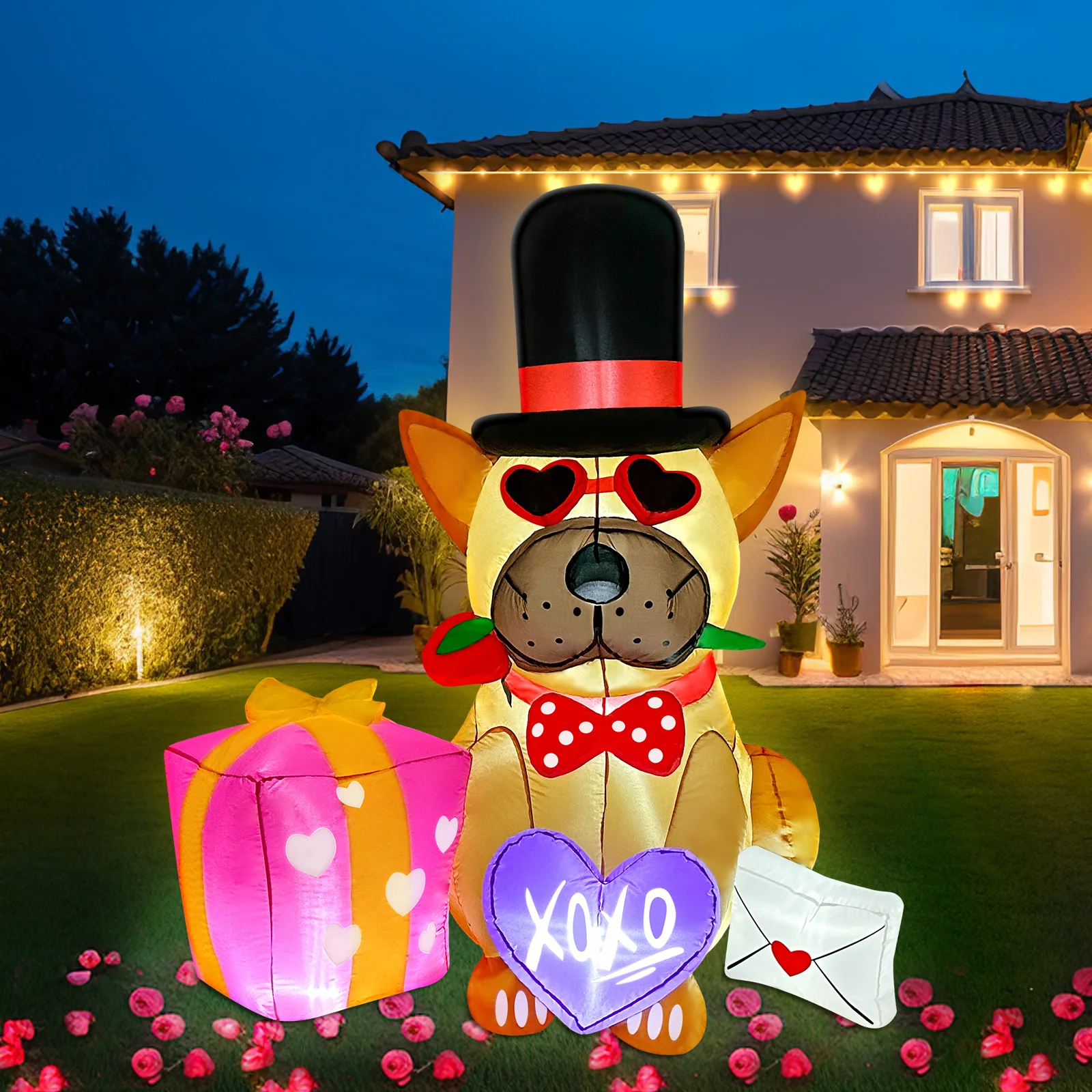 

Наш теплый 5 футов надувной декор ко Дню Святого Валентина, надувной декор на День святого Валентина с милыми щенками, милый надувной декор для двора на День Святого Валентина для вечеринки