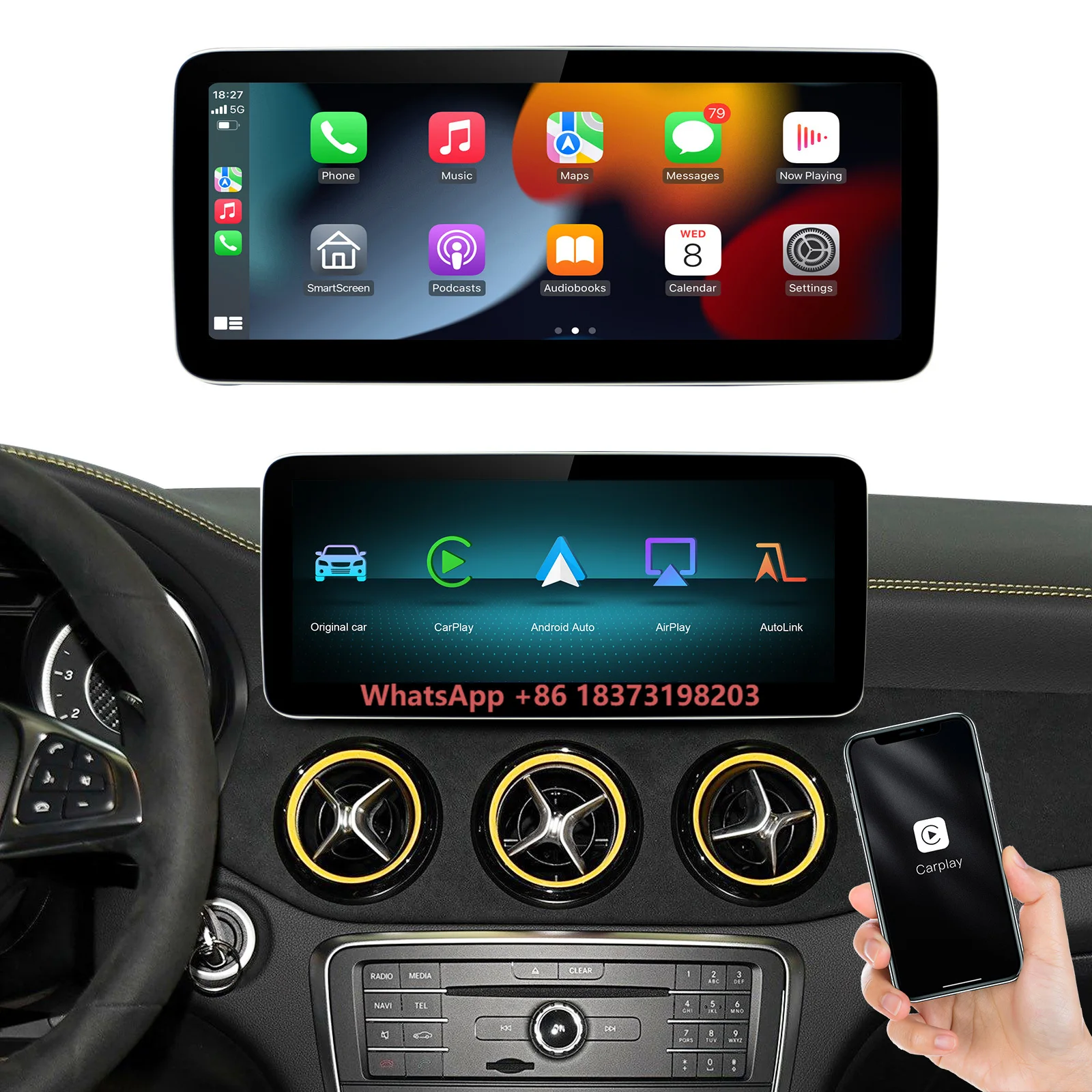 

AUTOABC Wireless CarPlay Android Auto for Mercedes benz Linux Screen Radio Head Unit W205 GLC CLA C Class Carplay Screen